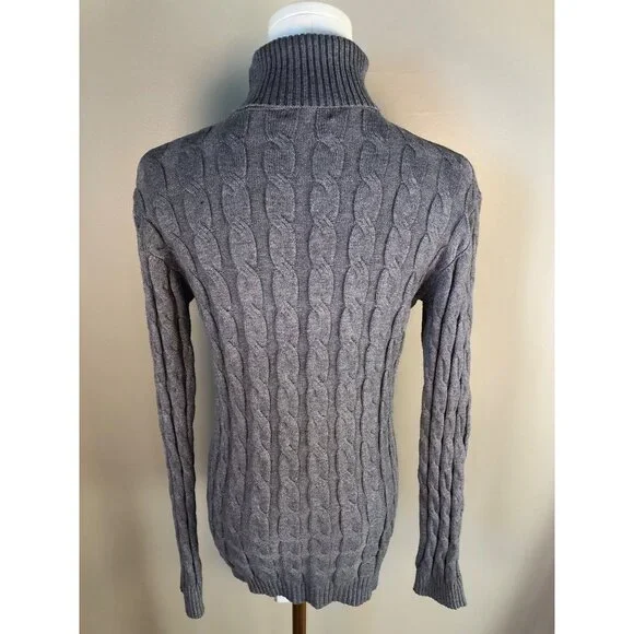 Coofandy Men's Slim Fit Turtleneck Twisted Knit Pullover Gray Sweater Size L - Picture 1 of 6